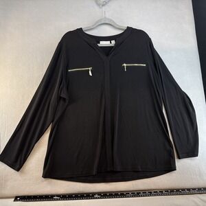 Susan Graver Plus Size Top, 1X, Zipper Pockets On Front, Casual, Workwear